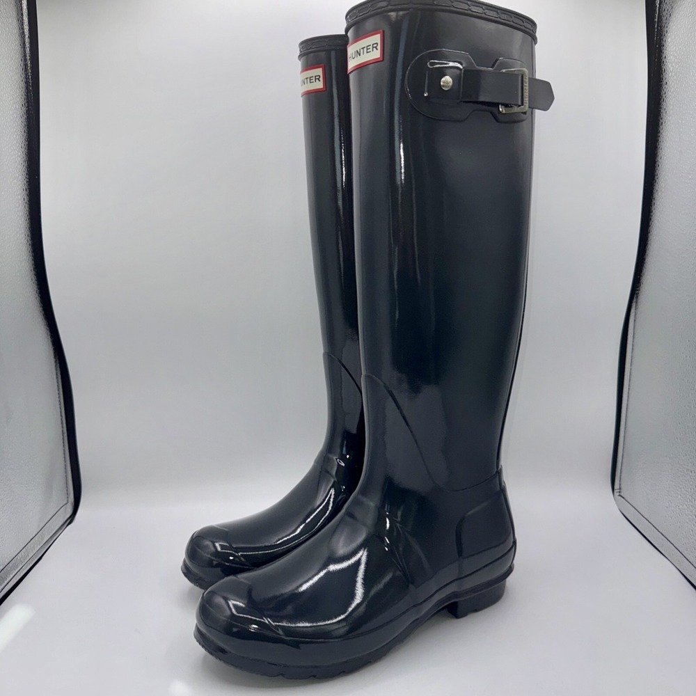 Hunter Original Tall Gloss Rain Boots Women's Size 8 Charcoal Gray